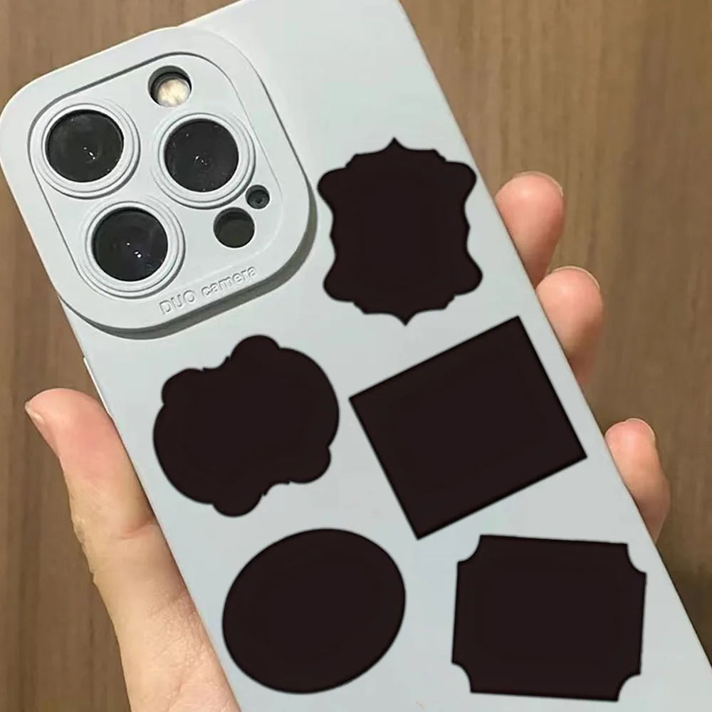 500PCS Creative Black Label Stickers Waterproof Irregular Phone Cases Book Storage Name Stickers