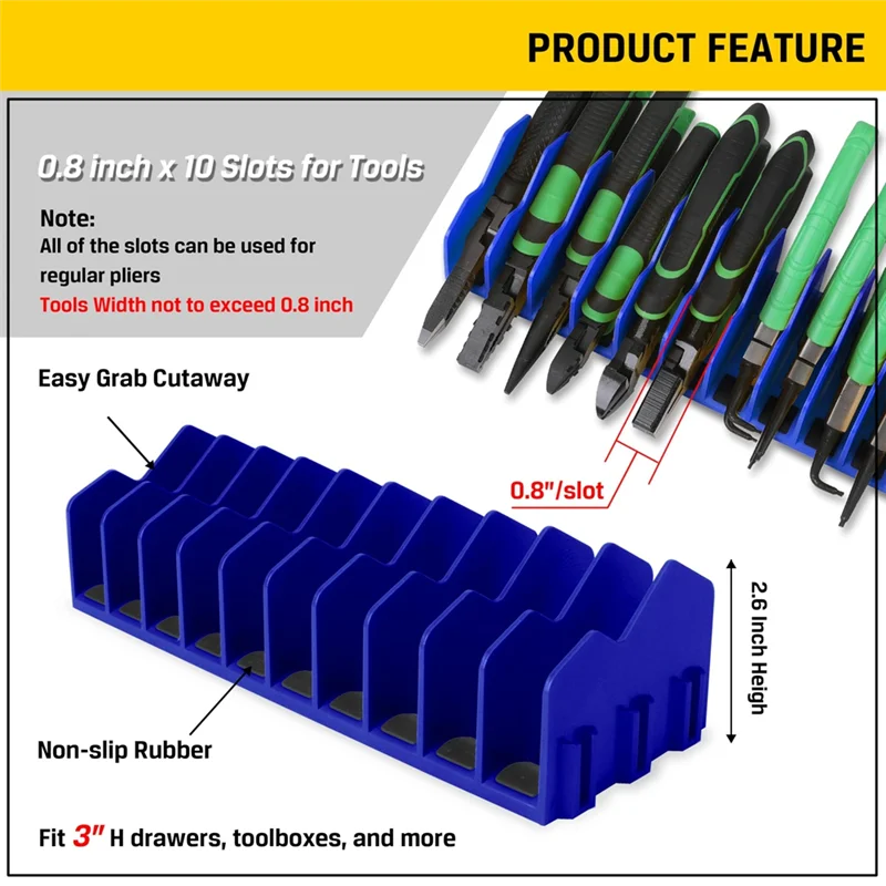 New Plier Organizer Rack, 10-Slot Pliers Cutters Organizer Rack ,Tool Organizer, Tool Drawer Toolbox Organizer