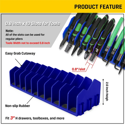 New Plier Organizer Rack, 10-Slot Pliers Cutters Organizer Rack ,Tool Organizer, Tool Drawer Toolbox Organizer