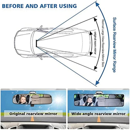 Car rearview mirror, reversing mirror, large field of view, wide-angle mirror, interior auxiliary white mirror for cars