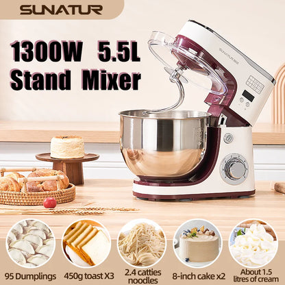 SUNATUR Electric Kitchen Blender Machine: Stand Mixer with Planetary Beater, Supports Dough Mixing,Processor for Home Appliances