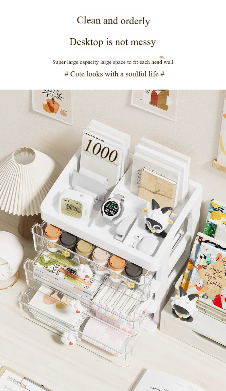 5 Tier Stationery Handbook Student Desktop Organizer, Organizer Drawers, Hair Accessories Organizer for Kids, Pen Holder Shelf