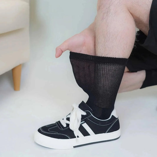 4 Pairs Diabetic Non Binding Socks For Men Women Loose Fitting Socks Cotton Wide Top Socks Breathable & Moisture wicking