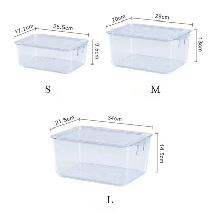 Stackable Transparent with Lid Storage Box Vegetable Fruit Organizer Fridge Container for Food Home Kitchen Tools Accessories