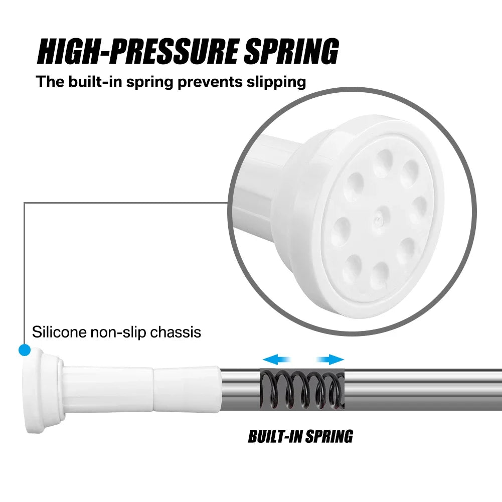 Adjustable Shower Curtain Pole Telescopic Curtain Pole Extendable Curtain Pole Shower Curtain Rod No Drill Curtain Rod