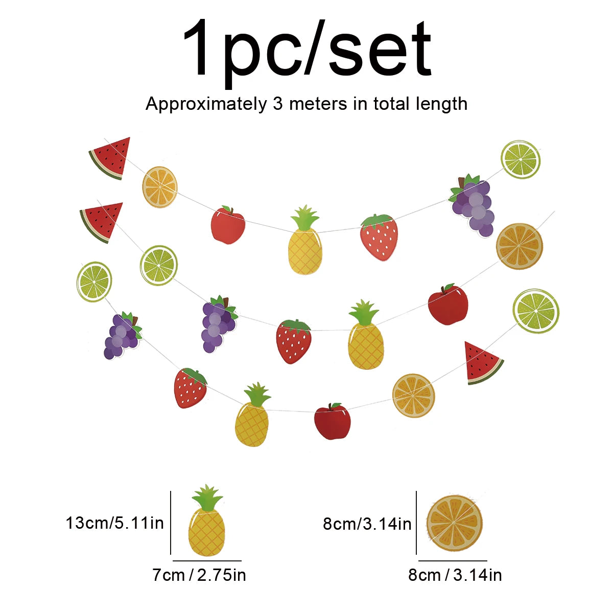 Fruit, strawberry and flower flag-raising party decoration arrangement 1 set 1 piece.