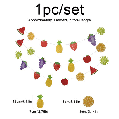 Fruit, strawberry and flower flag-raising party decoration arrangement 1 set 1 piece.