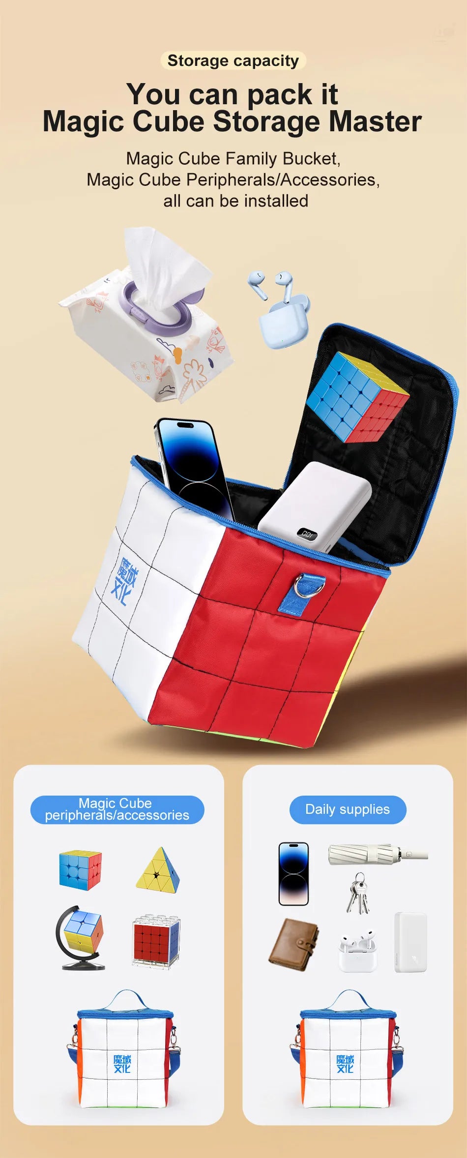 MoYu Multi functional Magic Cube Pack Customized by Magic Friends Walking Magic Cube Bag Durable And Wear-Resistant