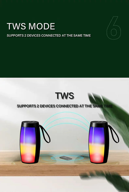 1PC RGB Colorful Lights Wireless Bluetooth Speaker With LED Light Portable Outdoor Stereo Supports TF And U Disk Expansion