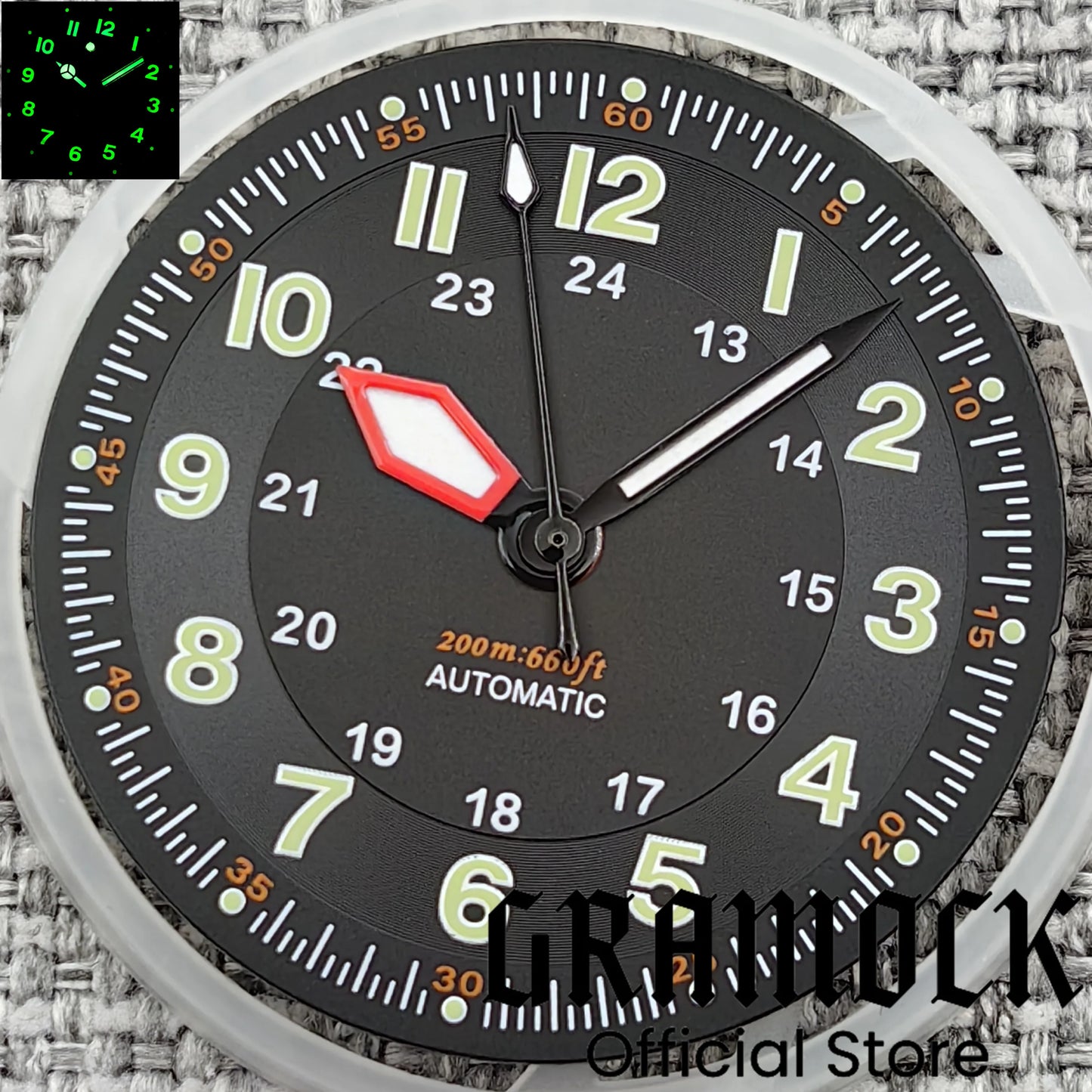 Gramock Classics Sterile 29mm Pilot Black Watch Dial Part for NH35/36 ETA PT5000 Miyota Mingzhu DG ST2130 Movement Part Hand Set