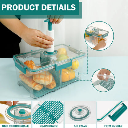 Bread Box Rectangular Airtight Bread Storage Container Bread Keeper Time Recording Bread Holder with Vacuum Pump for Kitchen New