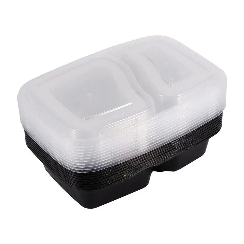 Plastic Reusable Bento Box Meal Storage Food Prep Lunch Box 3 Compartment Reusable Microwavable Containers Home Lunchbox