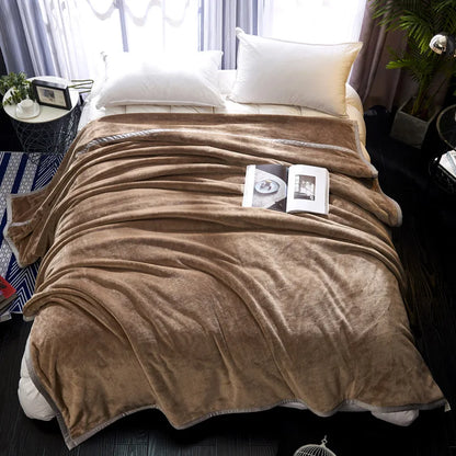 High Weight Flannel Blanket, Casual Solid Color Sofa Blanket, Thickened Warm Blanket, Winter Bed Sheet, Coral Fleece Blanket