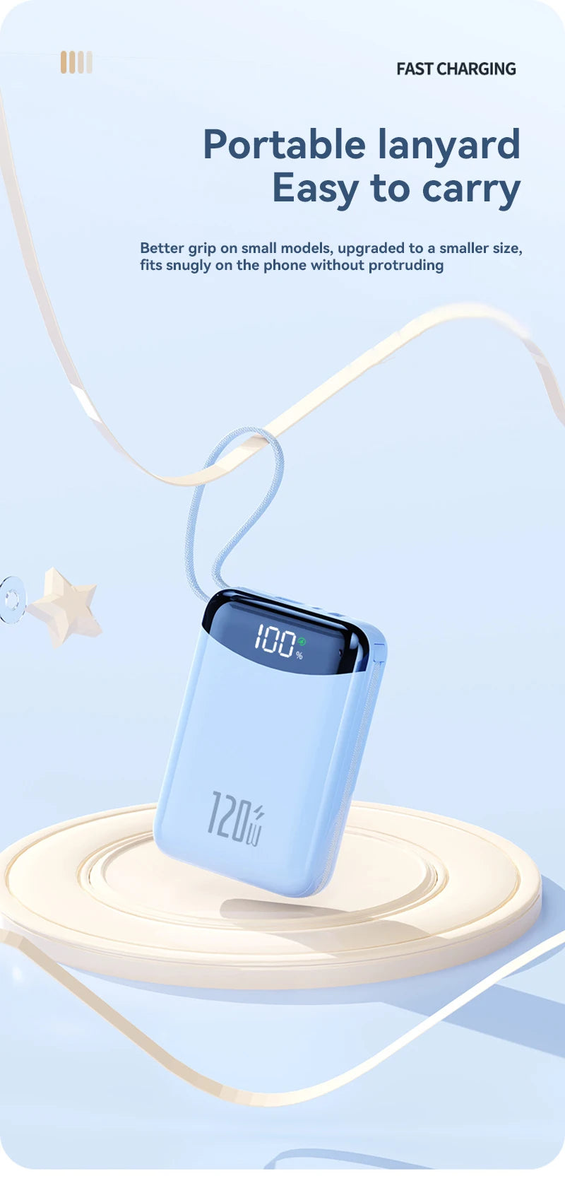 120W Power Bank With Charging Cables 100000mah Large Capacity Portable External Battery For Multi Phones Emergency Supply