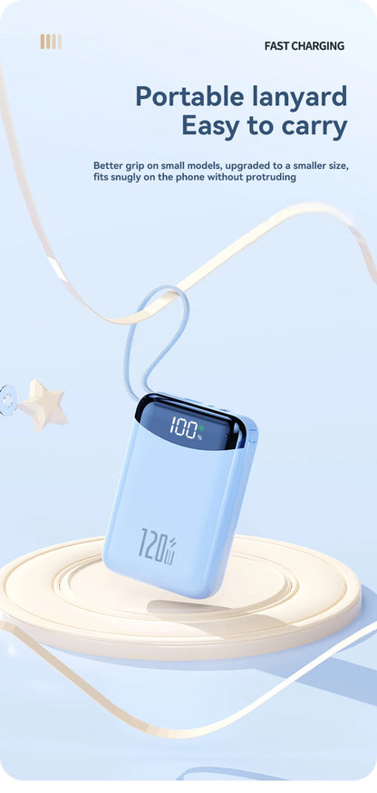 120W Power Bank With Charging Cables 100000mah Large Capacity Portable External Battery For Multi Phones Emergency Supply