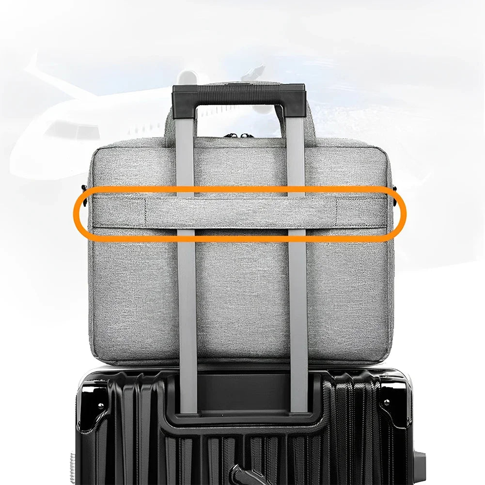 Laptop Carrying Case Shockproof Laptop Crossbody Bag Waterproof Nylon Laptop Handbag 3 Compartments for 14 Inch Laptop