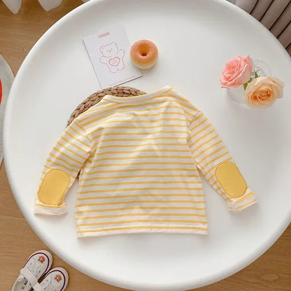 Spring Baby Boy Striped Cotton T-shirts Kids Cotton Clothes Toddler Girls Tops Children Long Sleeve Loose Bottoming T Shirt 0-4Y