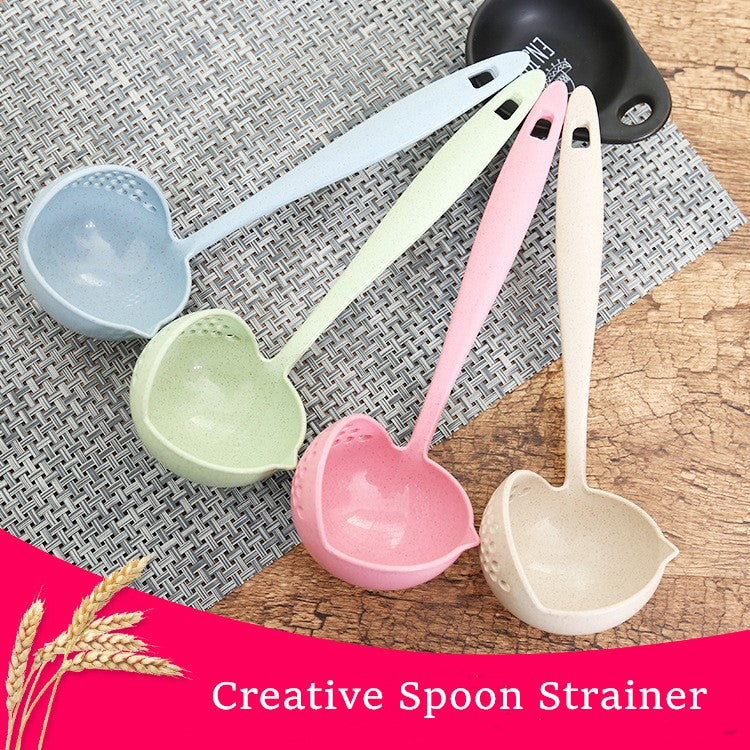 2 In 1 Soup Spoon Long Handle Spoon Creative Spoon Strainer Spoon Cooking Tools