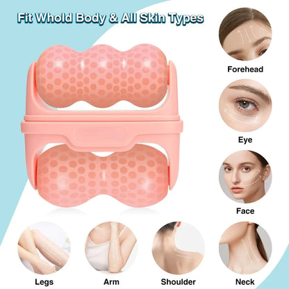 Double Head Ice Roller for Face Eye Puffiness Migraine Pain Relief Minor Injury Facial Cold Body Massage Roller Skin Beauty Tool