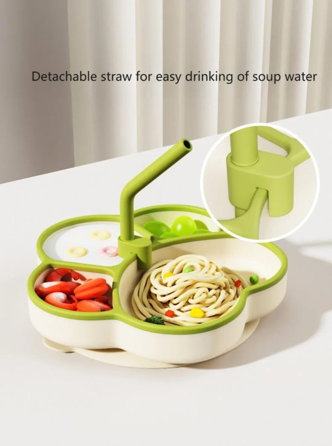 Baby Silicone Dining Plate with Baby Feeding Toddler Training Tableware Straw Cute Cat Claw Child Dishes Kids Plate Dishes Bowl