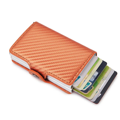 RFID Blocking Men Wallet Credit Card Holder Leather Card Wallet Double Metal Box ID Card Holder Money Clip Purse New 2023