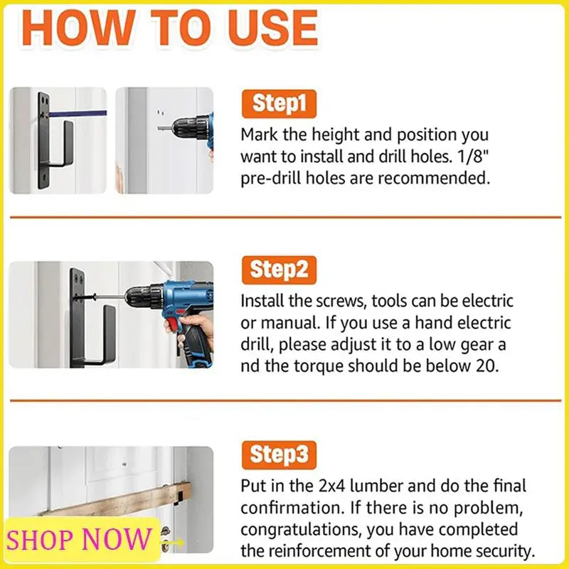 2X4 Door Barricade Brackets Heavy Duty Upgraded Door Bar Holder Brackets For Home Security Suit For 2X4 Lumber Black Parts