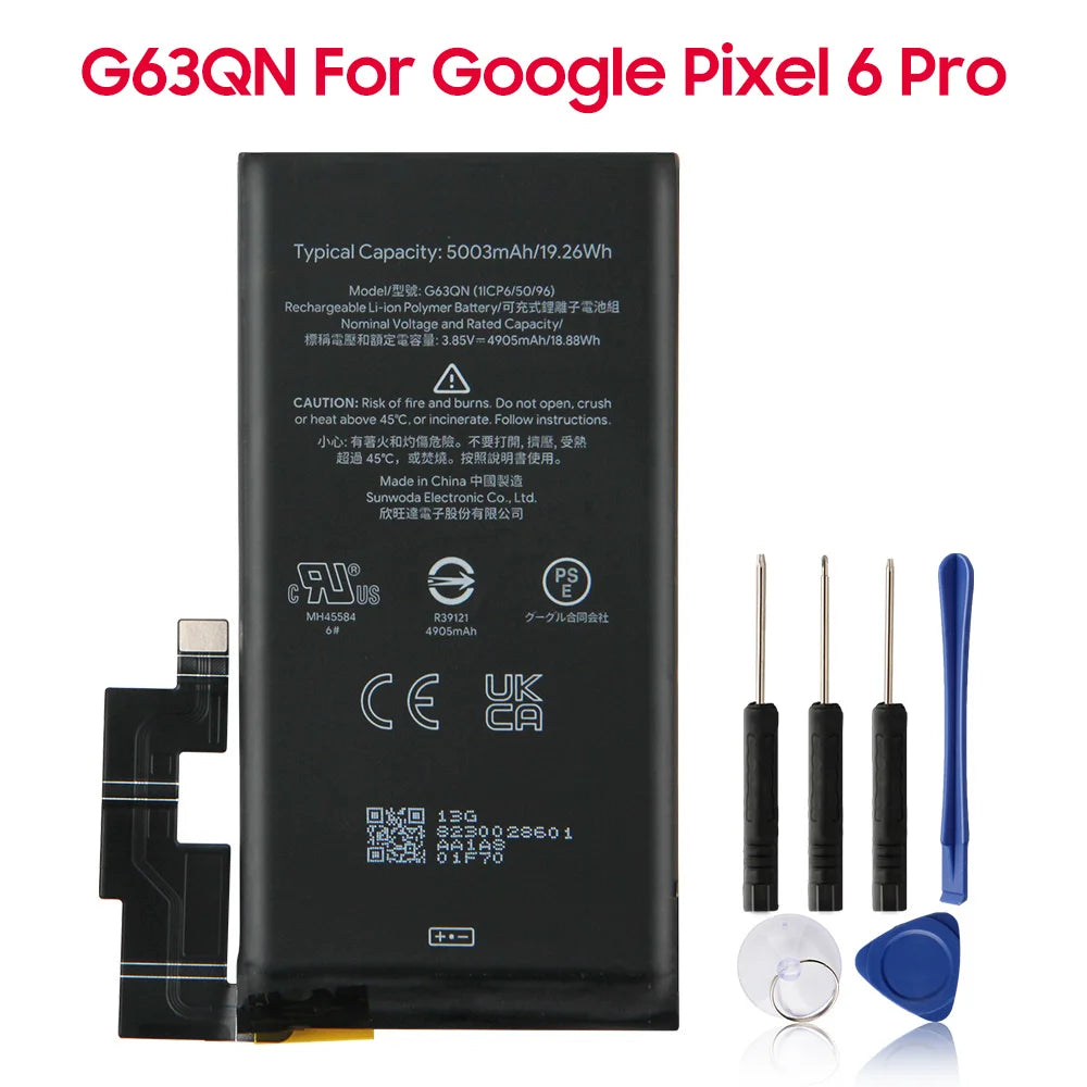 Replacement Battery GMSB3 For Google Pixel 6 4614mAh G63QN For Google Pixel 6 Pro 5003mAh GLU7G For Google Pixel 6A