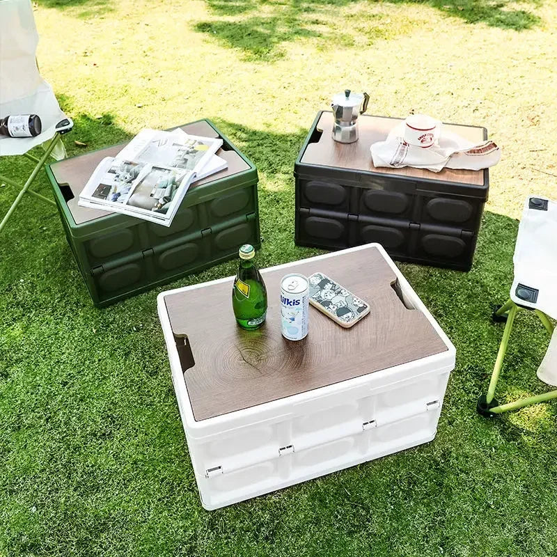 Camping Storage Box, Trunk Organizer, Camping Picnic Camping Box, Car Folding Outdoor Bench and Chopping Board