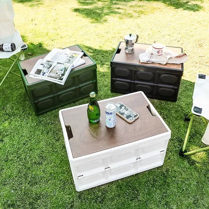 Camping Storage Box, Trunk Organizer, Camping Picnic Camping Box, Car Folding Outdoor Bench and Chopping Board