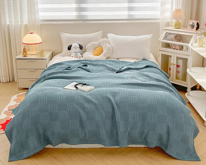 Battilo Cotton Throw Blanket Soft Breathable Waffle Blanket for Twin Queen King Bed Decorative Plaid Sofa Blankets Summer Throws