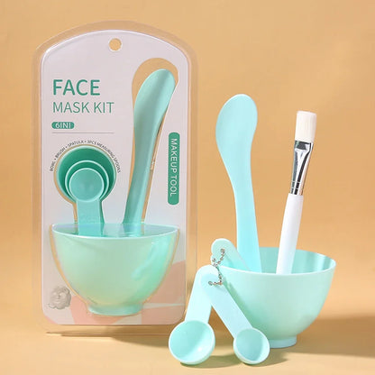 DIY 6 Set Silicone Mask Mud Essential Oil Bowl Skin Care Mud Bowl Spoon Tools Convenient Clean Durable Makeup Portable Skin Care