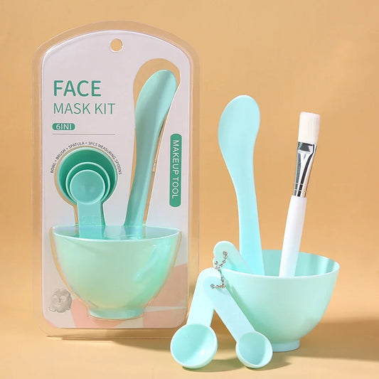 DIY 6 Set Silicone Mask Mud Essential Oil Bowl Skin Care Mud Bowl Spoon Tools Convenient Clean Durable Makeup Portable Skin Care