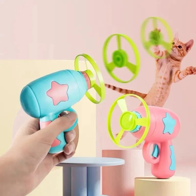 Funny Cat Toy Interactive Launch Pet Training Toy For Kitten Mini Flying Disc Shooting Gun Chasing Games Cat Toys Pet Supplies