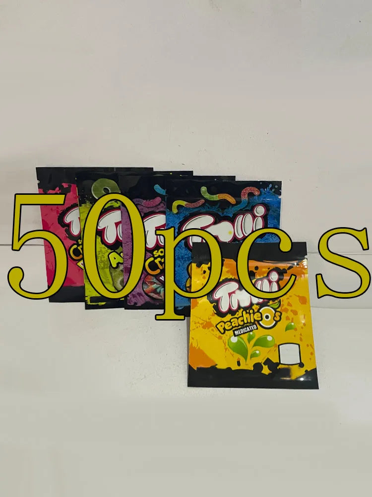 50pcs Food Packing Reusable Plastic Zip Shut Bag Pouches Cartoon Candy Jewelry Zip Lock Sealing Packaging Bags