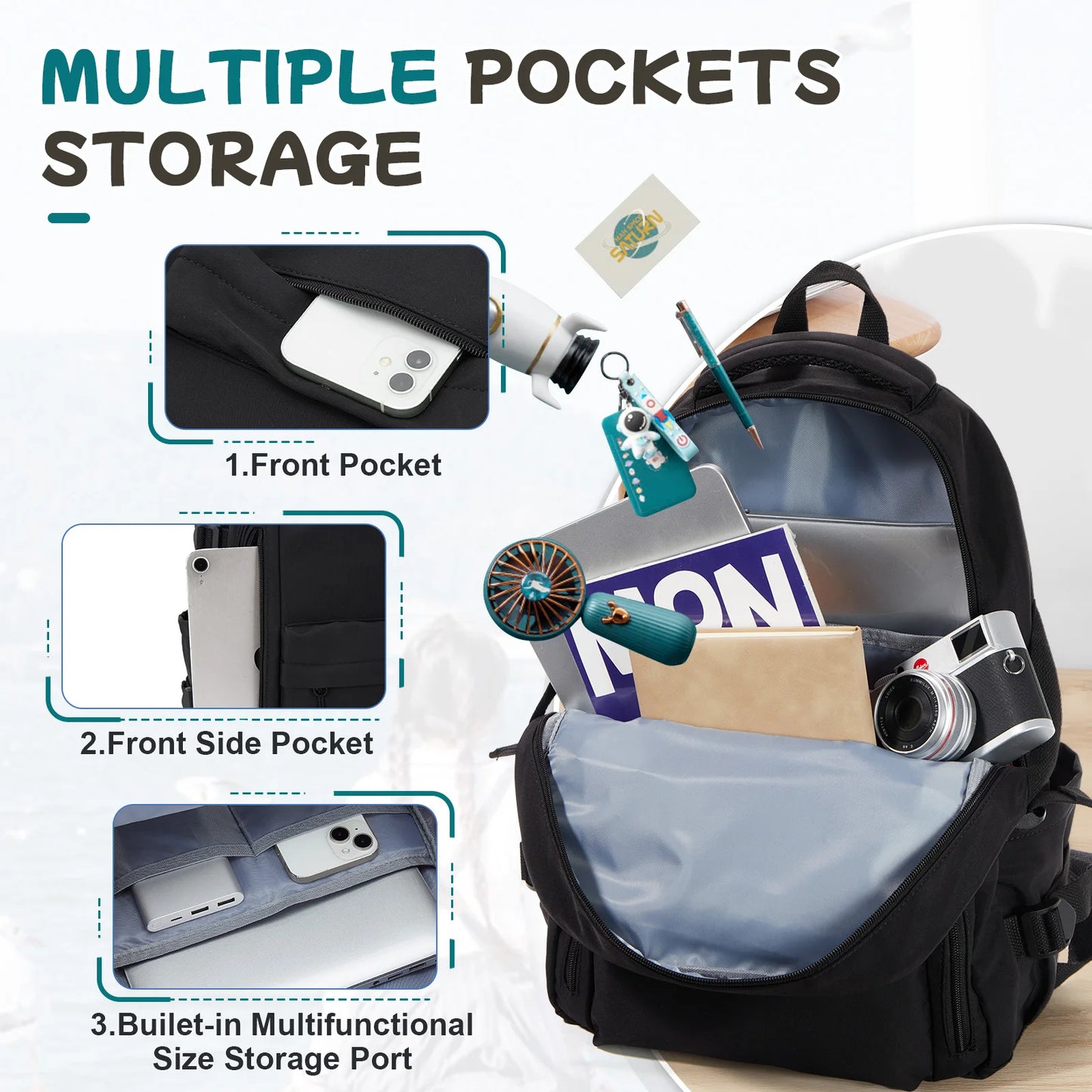 Simple Children Schoolbag Bookbag, High School College Student Black School Backpack for Women, Laptop Bookbag for Girls Boys