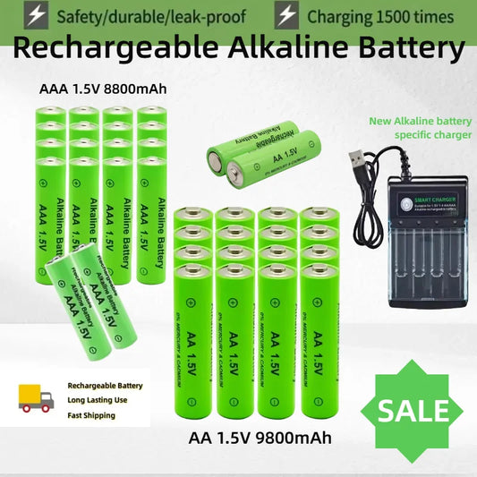 Original Rechargeable Battery 1.5V AA 9800mAh+AAA 8800mAh+Charger for Computer Clock Radio Video Game Digital Camera AA AAA