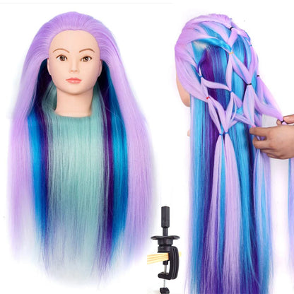Mannequin Head Model With Long Synthetic Hair, Manikin Head Styling Hairdresser Training Head, Doll Head for Braiding Practice