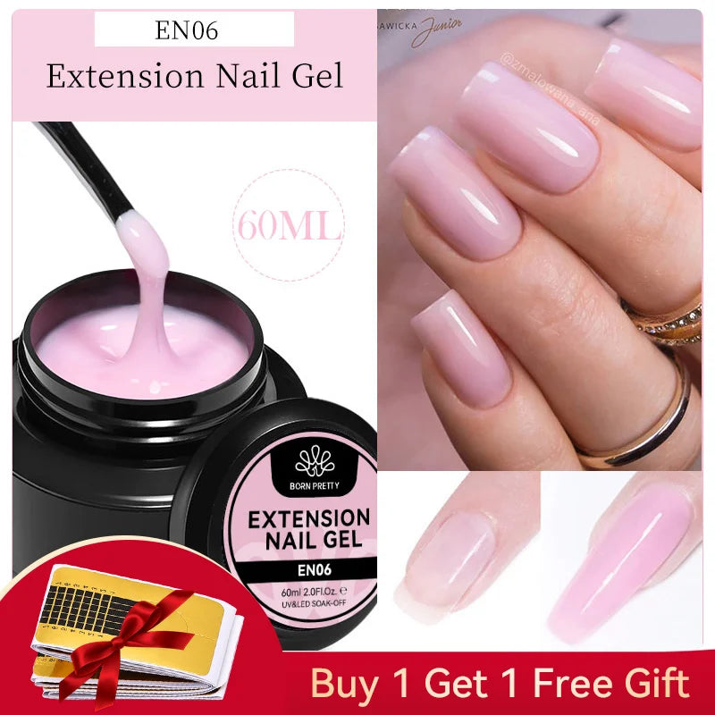 BORN PRETTY 60/30ml Hard Jelly Extension Nail Gel Polish French Nails Nude Pink White Clear Nail Supplies Gel for extension