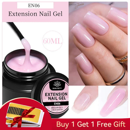 BORN PRETTY 60/30ml Hard Jelly Extension Nail Gel Polish French Nails Nude Pink White Clear Nail Supplies Gel for extension