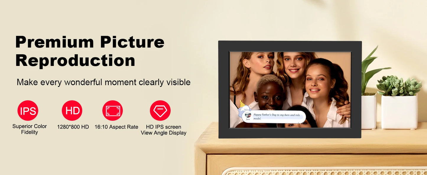 WiFi Digital Photo Frame 10.1 Inch 32GB Smart Digital Picture Frame with 1280x800 IPS HD Touch Screen Digital Frame Gift