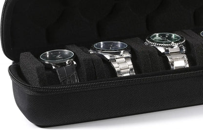 6 Slots Watch Roll Storage Box Portable Watch Travel Case Watch Organizer Watch Display Holder for Wristwatches and Smart Watch