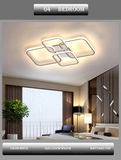 Modern LED Ceiling Light 4 Rings Black White Home Decor Lamp For Bedroom Living Room Restaurant Hotel Indoor Led Lighting Lustre