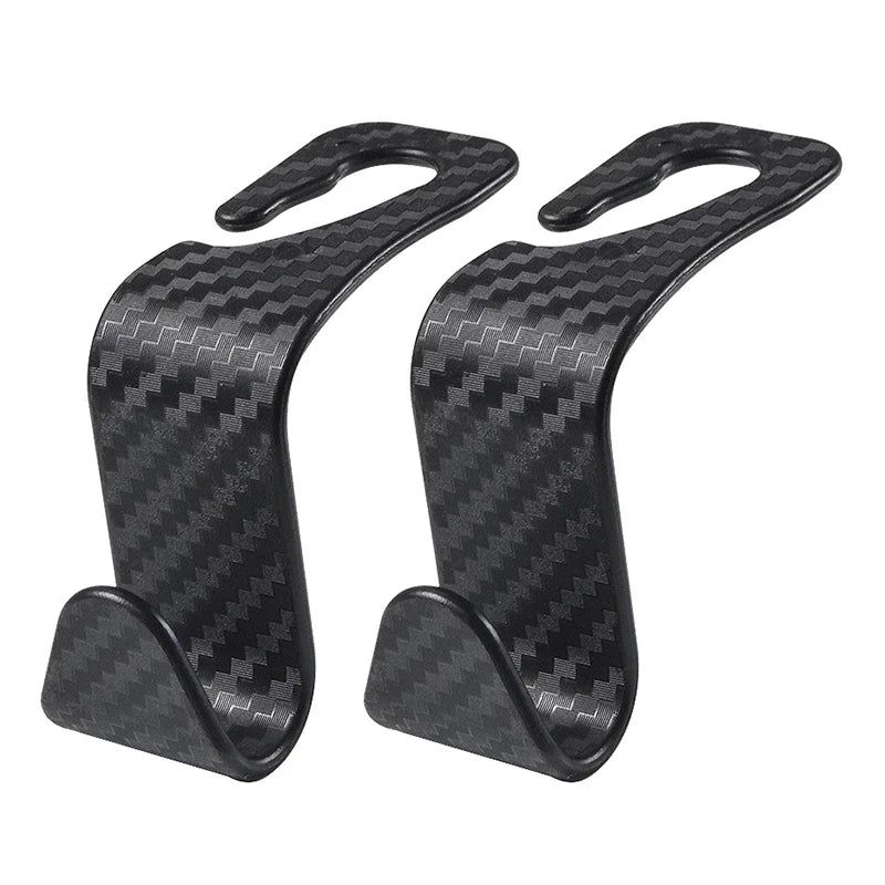 4Pcs Carbon Fibre Hook Car Seat Headrest Hook Auto Back Seat Organizer Hanger Handbag Clothes Bracket Car Interior Accessories