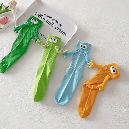 Magnetic Hand Holding Socks Dopamine Colors SocksFunny Men For Women Novelty Friendship Couples Bestie Gift Boyfriend Girlfriend