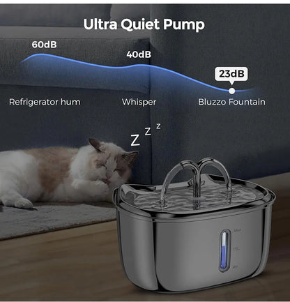 Stainless Steel Pet Water Feeder Cat Automatic Water Fountain USB Electric Mute for Cat Dog Filter Fountain Smart Drinking Bowl