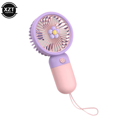 Cartoon Flower Shaped Fan USB Rechargeable Handheld Fan Outdoor Travel Portable Handheld Fan
