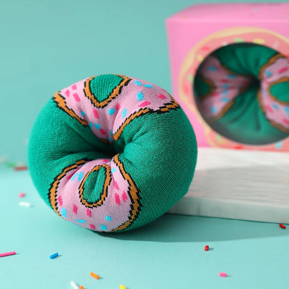 A pair of novelty interesting donut socks comfortable and breathable suitable for Halloween Christmas Valentine's Day Gifts