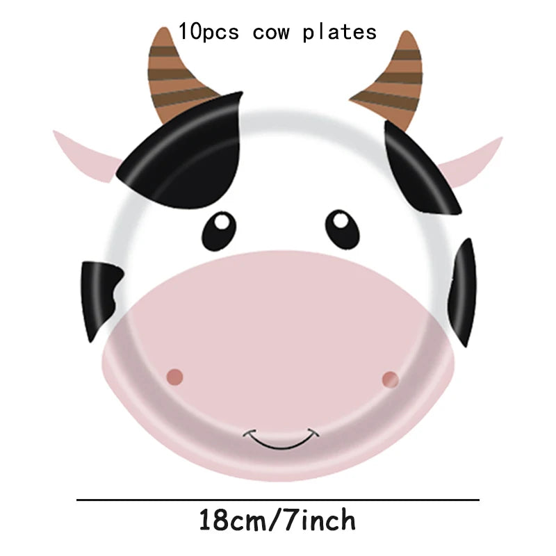 Farm Birthday Party Supplies Animal Farm Paper Plate Pig Sheep Chicken Horses Cows Shape Dinnerware Farm Animal Party Decoration
