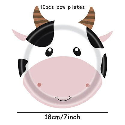 Farm Birthday Party Supplies Animal Farm Paper Plate Pig Sheep Chicken Horses Cows Shape Dinnerware Farm Animal Party Decoration