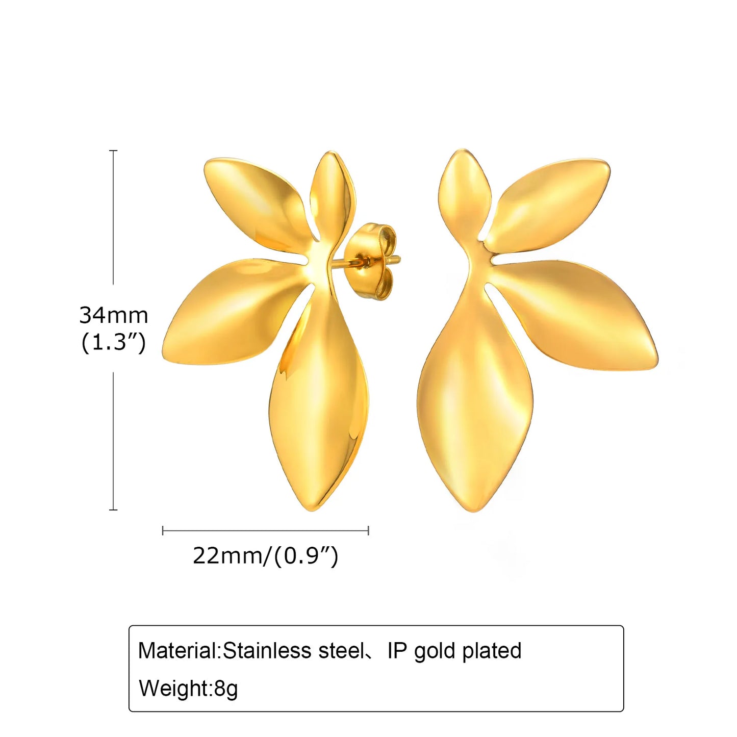 2024 Stainless Steel Earrings Exquisite Leaf Fashion Stud Earrings Classic Exaggerated Ear Ring For Women Jewelry Party Gifts